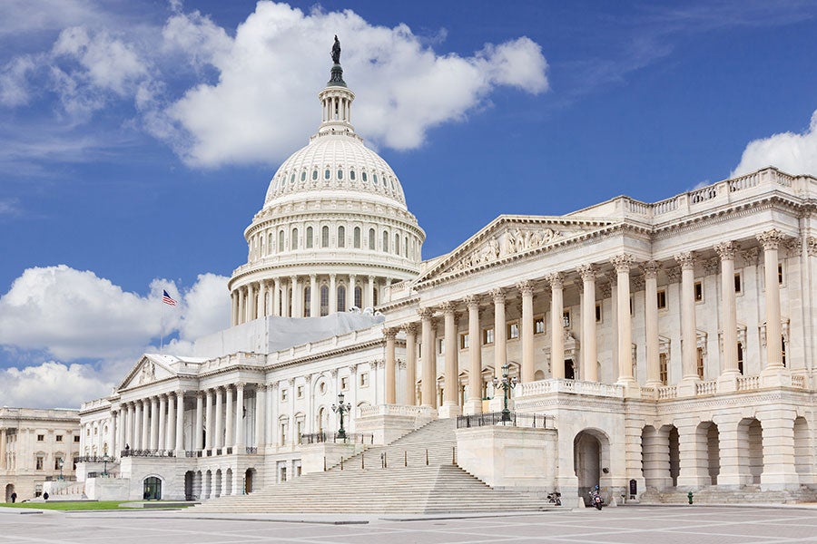 Capitol Hill with a blue sky