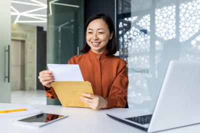 Woman looking at mail